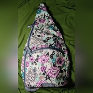 Vera Bradley Floral Sling Bag with Purple Accents